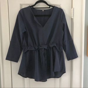 Long Sleeve Blue Blouse